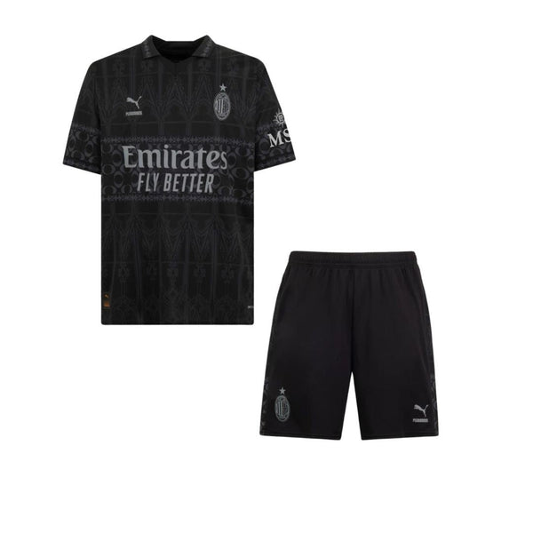 Camiseta y Pantalon Corto para Niño AC Milan X PLEASURES 2023/24 – DARK VERSION