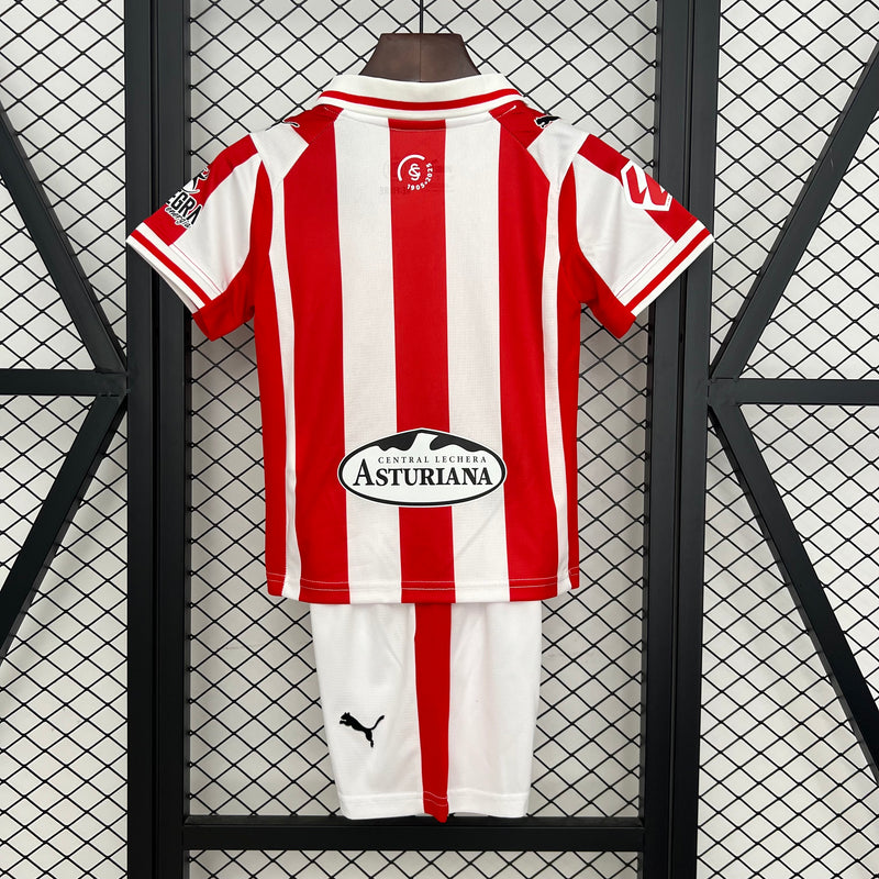 Camisetas y Pantalones Cortos Niños  Sporting Gijon Home 25/26