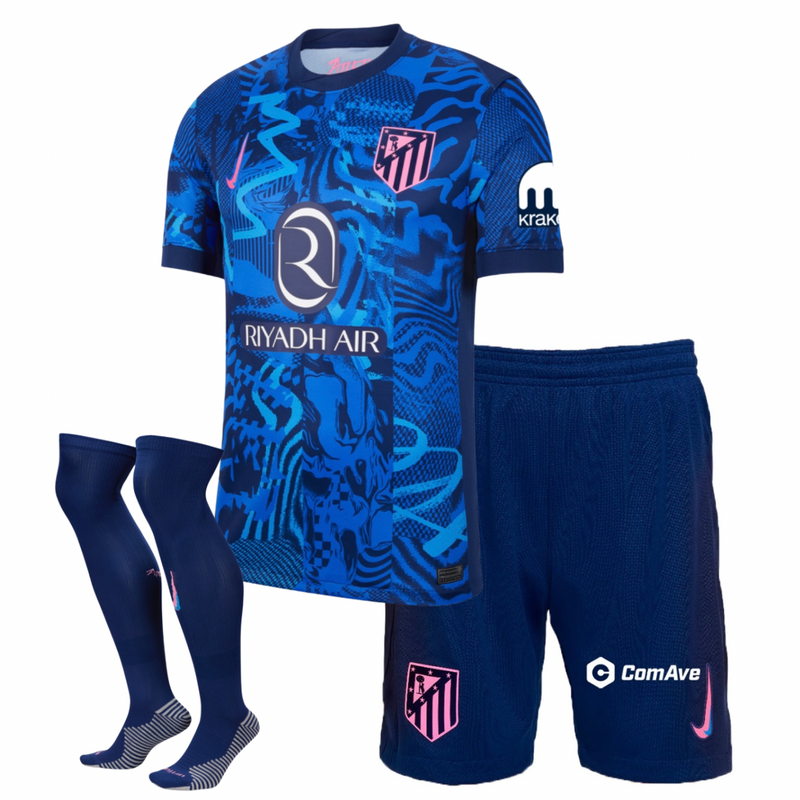 Camiseta y Pantalones Cortos para Niños Atletico de Madrid Third 24/25 - Con Medias