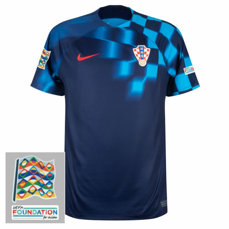 Camiseta Croacia Visitante 2022-2023 incl. Parche de la Liga de las Naciones y la Fundación