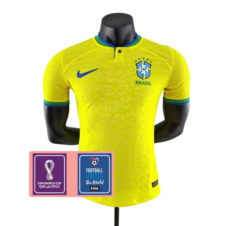 Camiseta Brasil l Amarillo - Jugador - 22/23 - Parche Copa Del Mundo